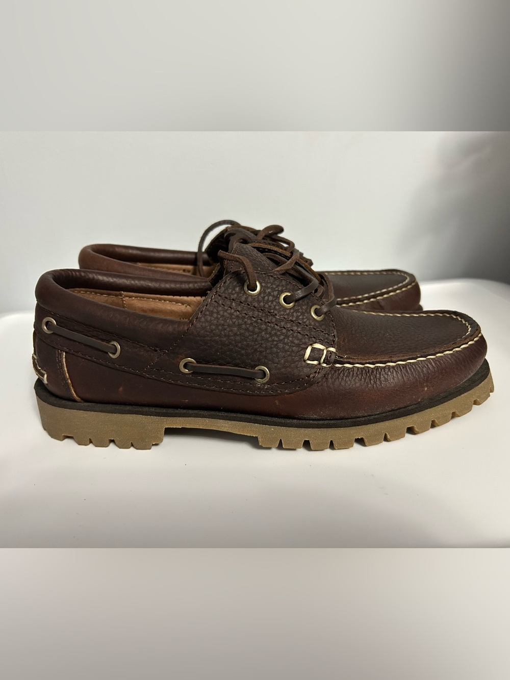 Softmoc Men's Dark Brown Leather Boat Shoes with Lug Outsole
